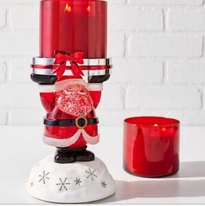 Bath & Body Works Christmas Santa Water Globe 3-Wick Light Up Candle Holder